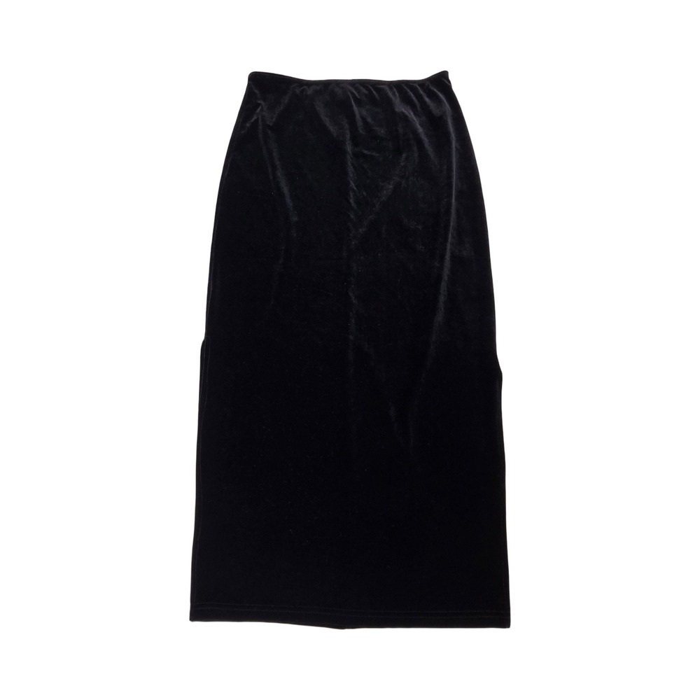 L.A.N.Y. Whimsigoth Black Velvet Maxi Skirt Side Slit Made in USA MD Vintage 90s